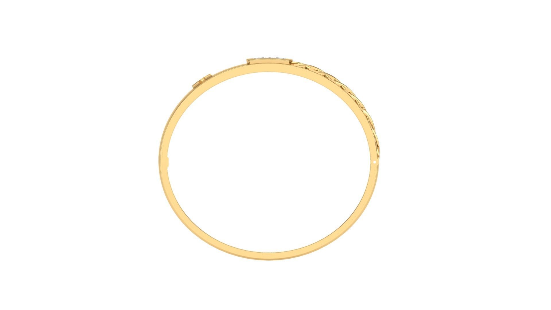Bracelet - 2 gold bangle with diamonds 3D print model_3
