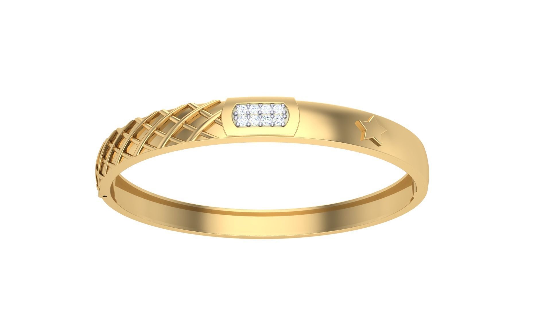 Bracelet - 2 gold bangle with diamonds 3D print model_2