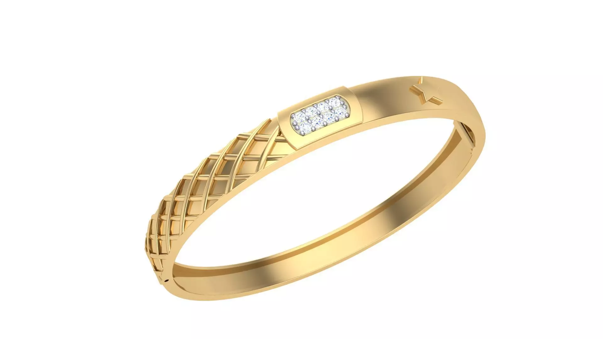 Bracelet - 2 gold bangle with diamonds 3D print model_0
