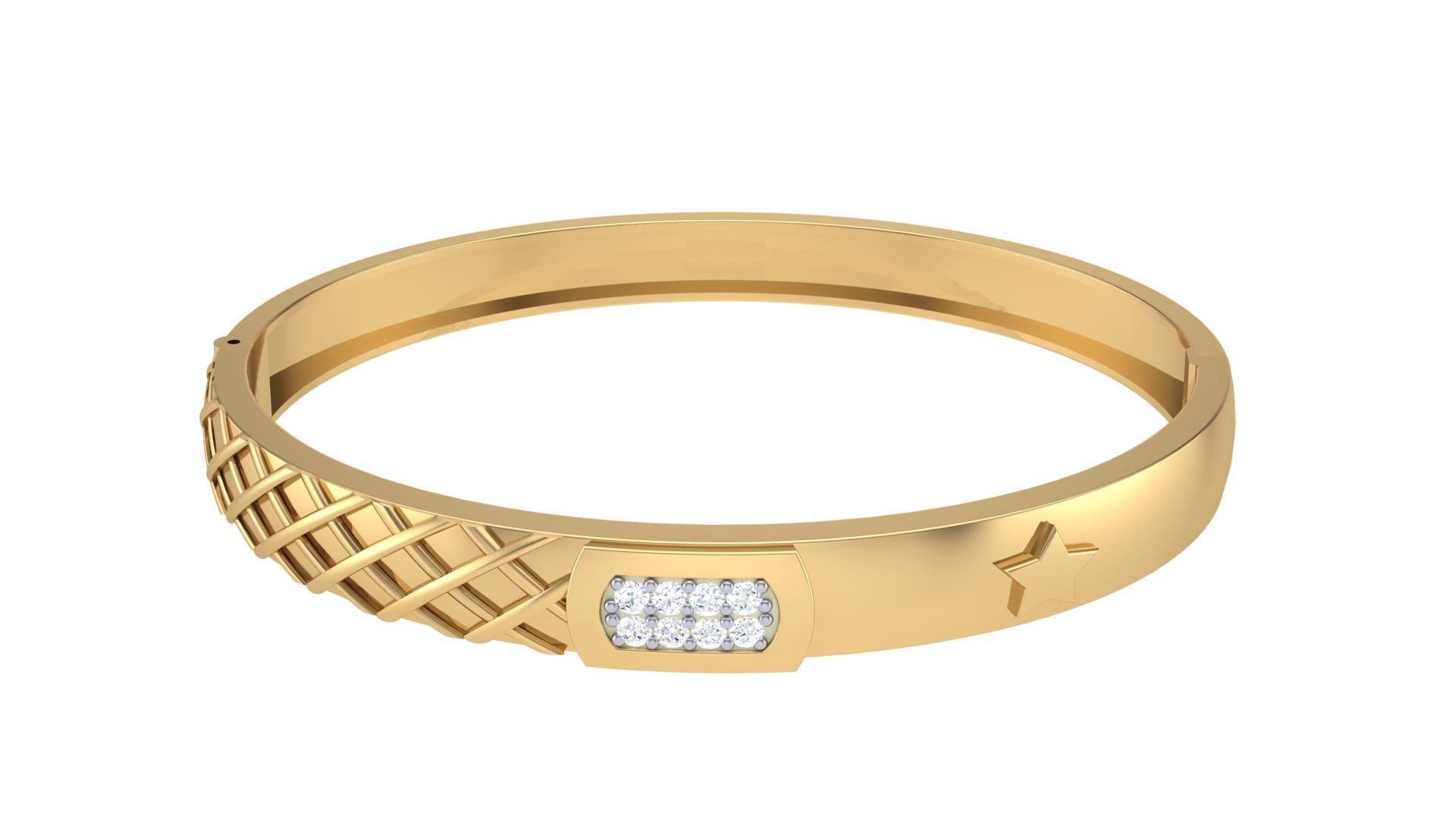 Bracelet - 2 gold bangle with diamonds 3D print model_4