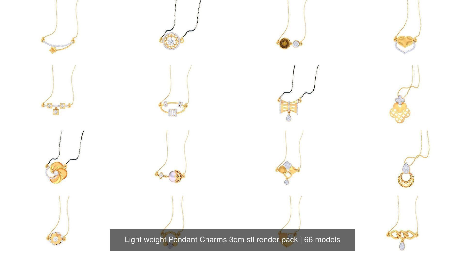 66 Light weight Pendant Charms 3dm stl render pack 3D Model Collection_6