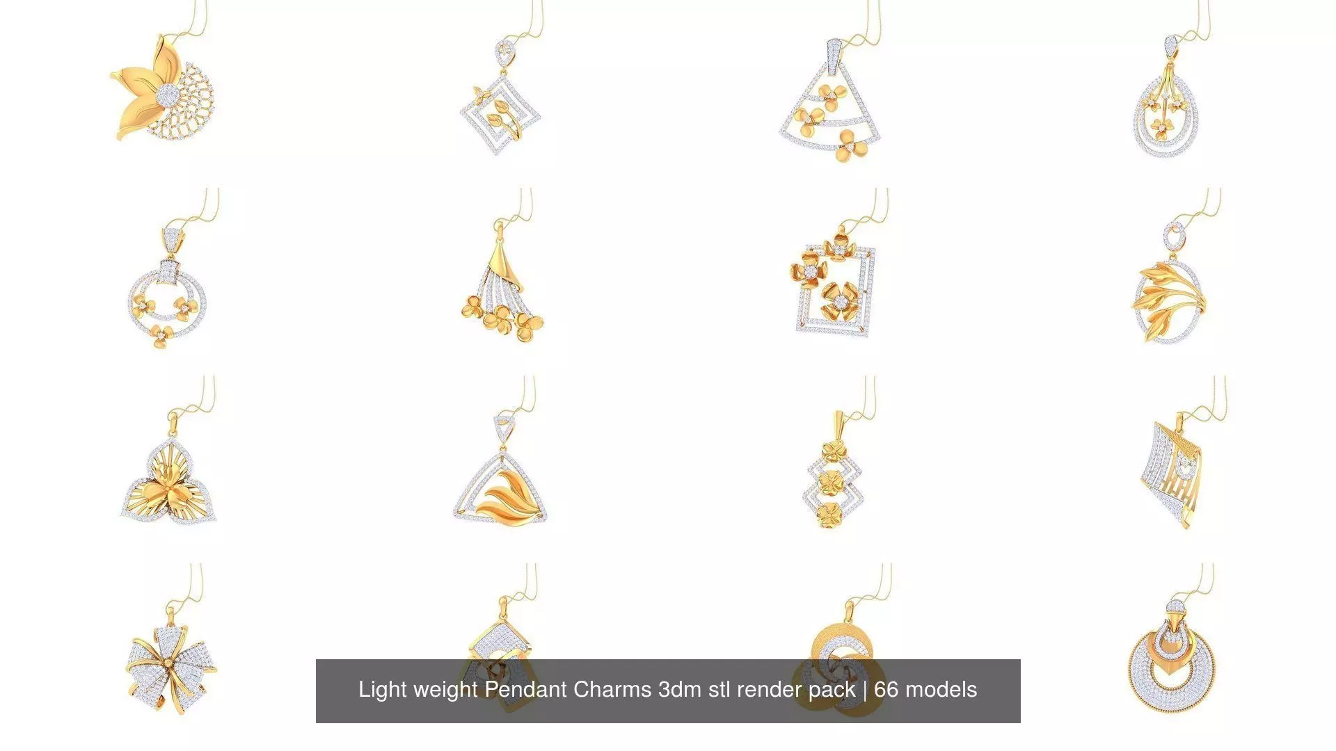 66 Light weight Pendant Charms 3dm stl render pack 3D Model Collection_0