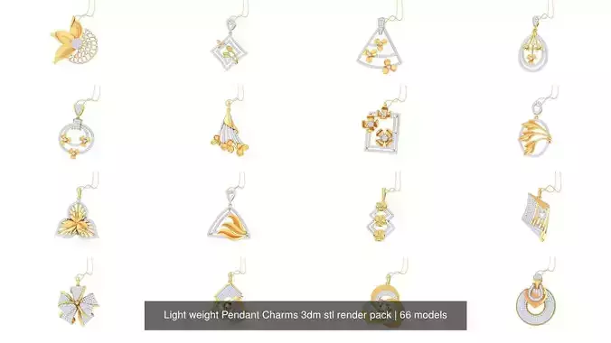 66 Light weight Pendant Charms 3dm stl render pack 3D Model Collection