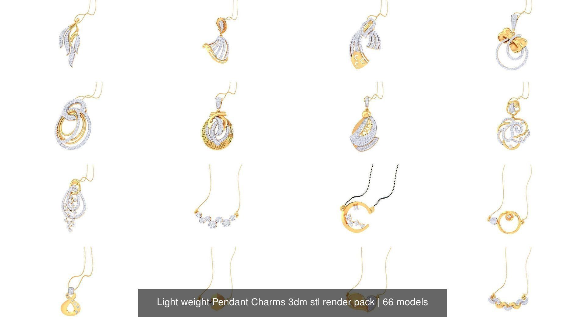 66 Light weight Pendant Charms 3dm stl render pack 3D Model Collection_4