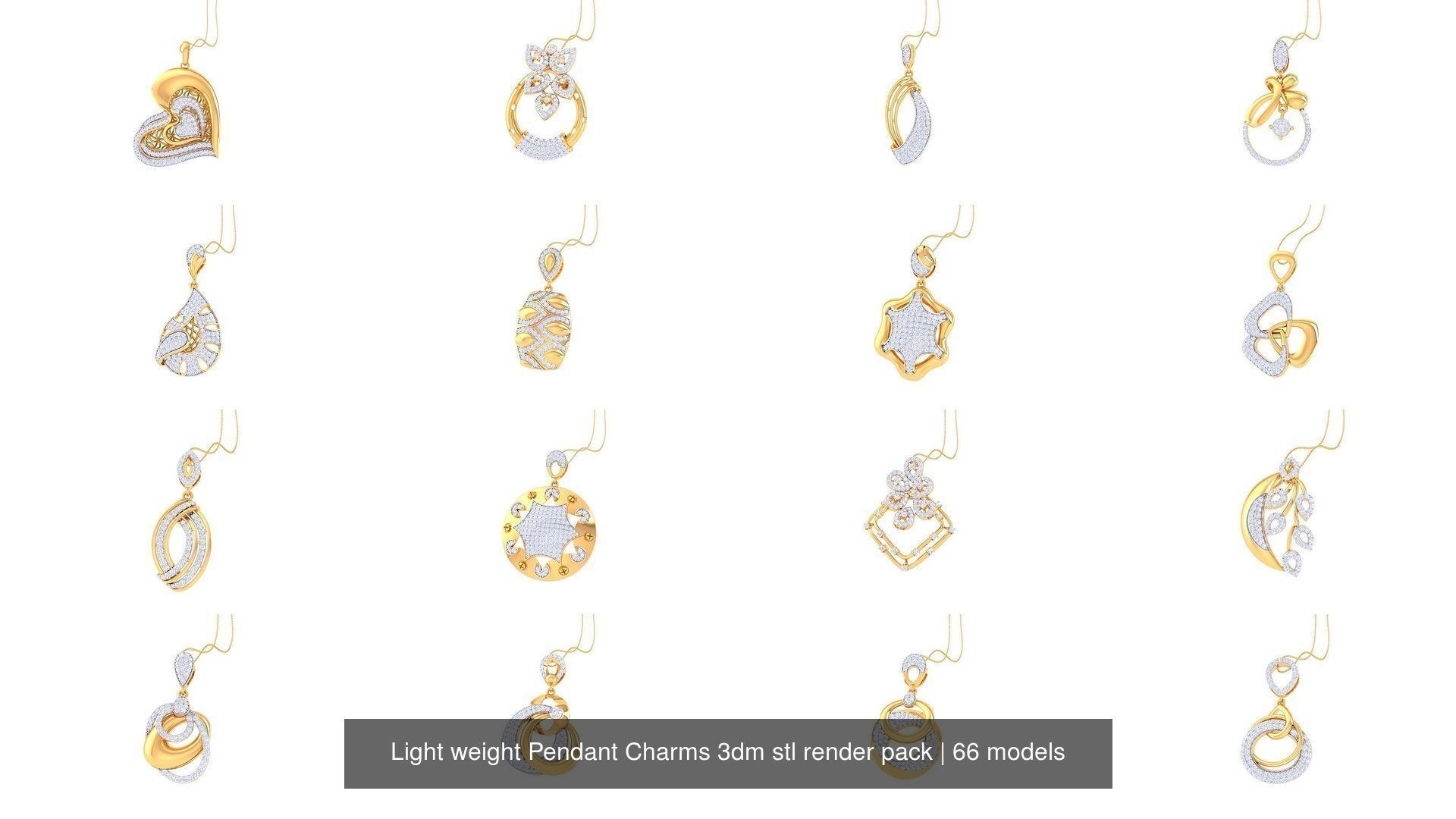 66 Light weight Pendant Charms 3dm stl render pack 3D Model Collection_2
