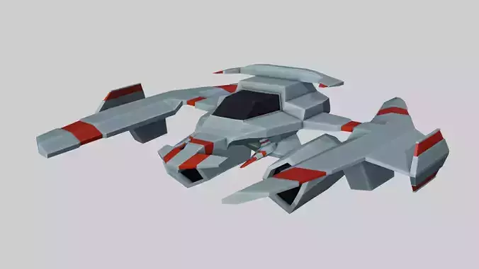 Low-poly spaceship with stripes