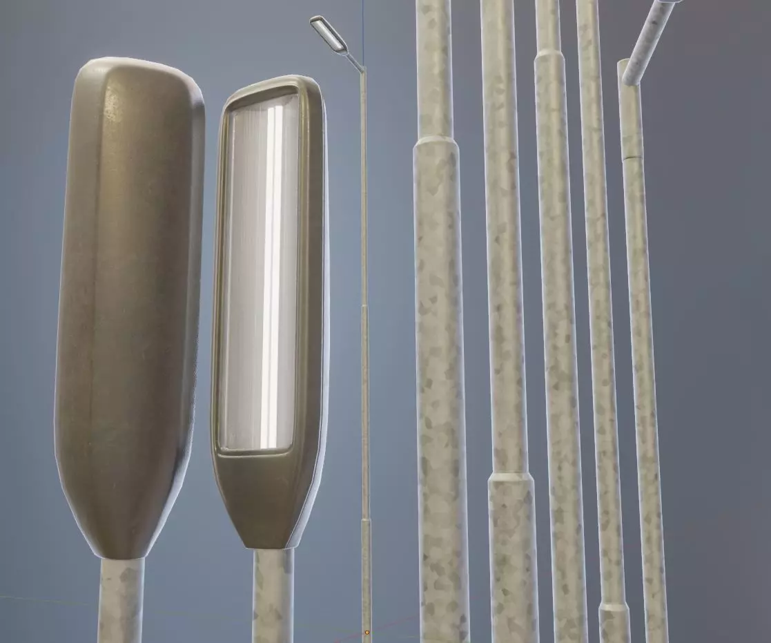 Street Light 3 Galvanized F1 M1 K0 7000 mm Low-poly 3D model_0