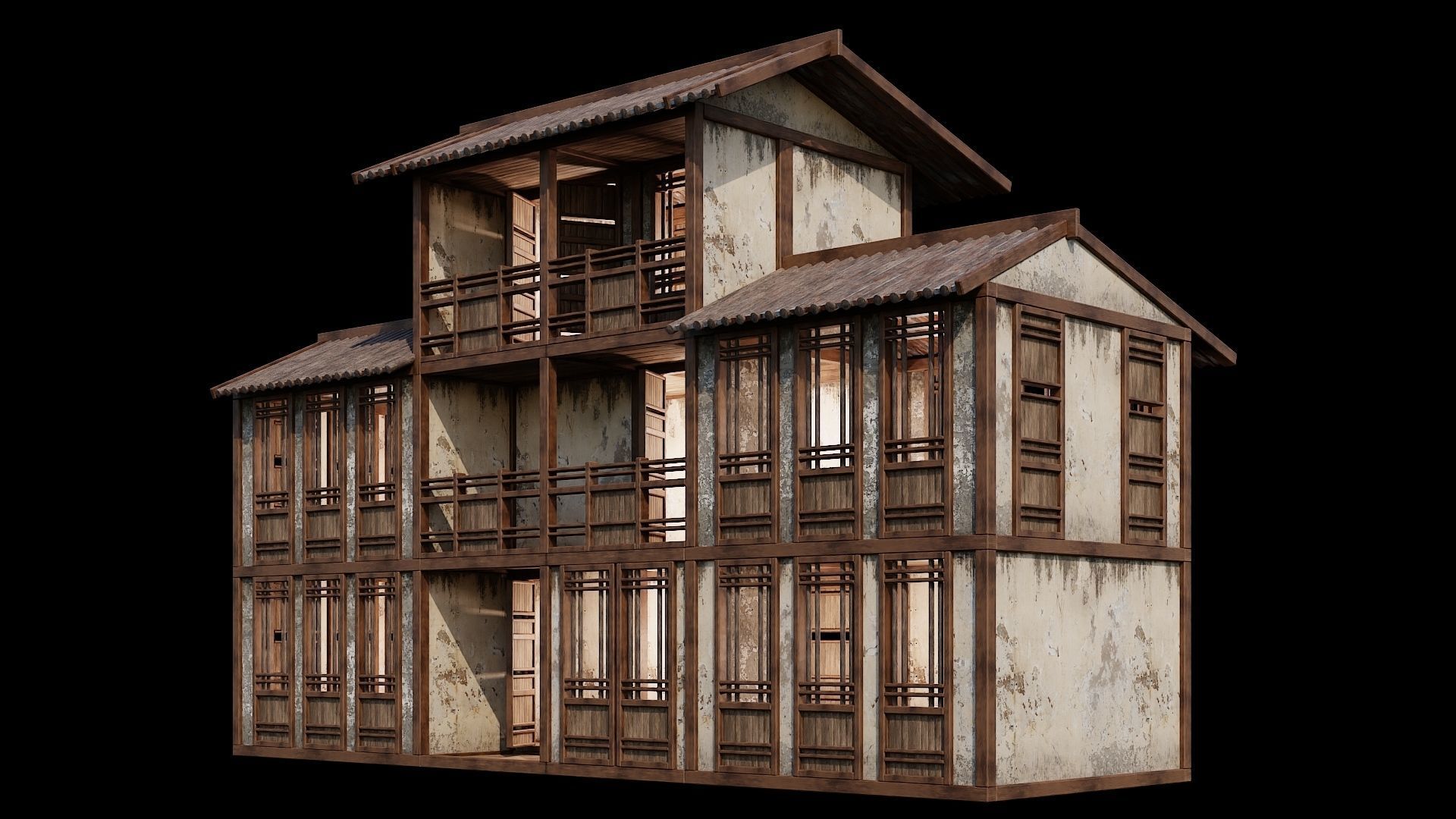 Medieval Houses Pack 96-97-98-99-100 - 4K Textures Game Ready Low-poly 3D model_22