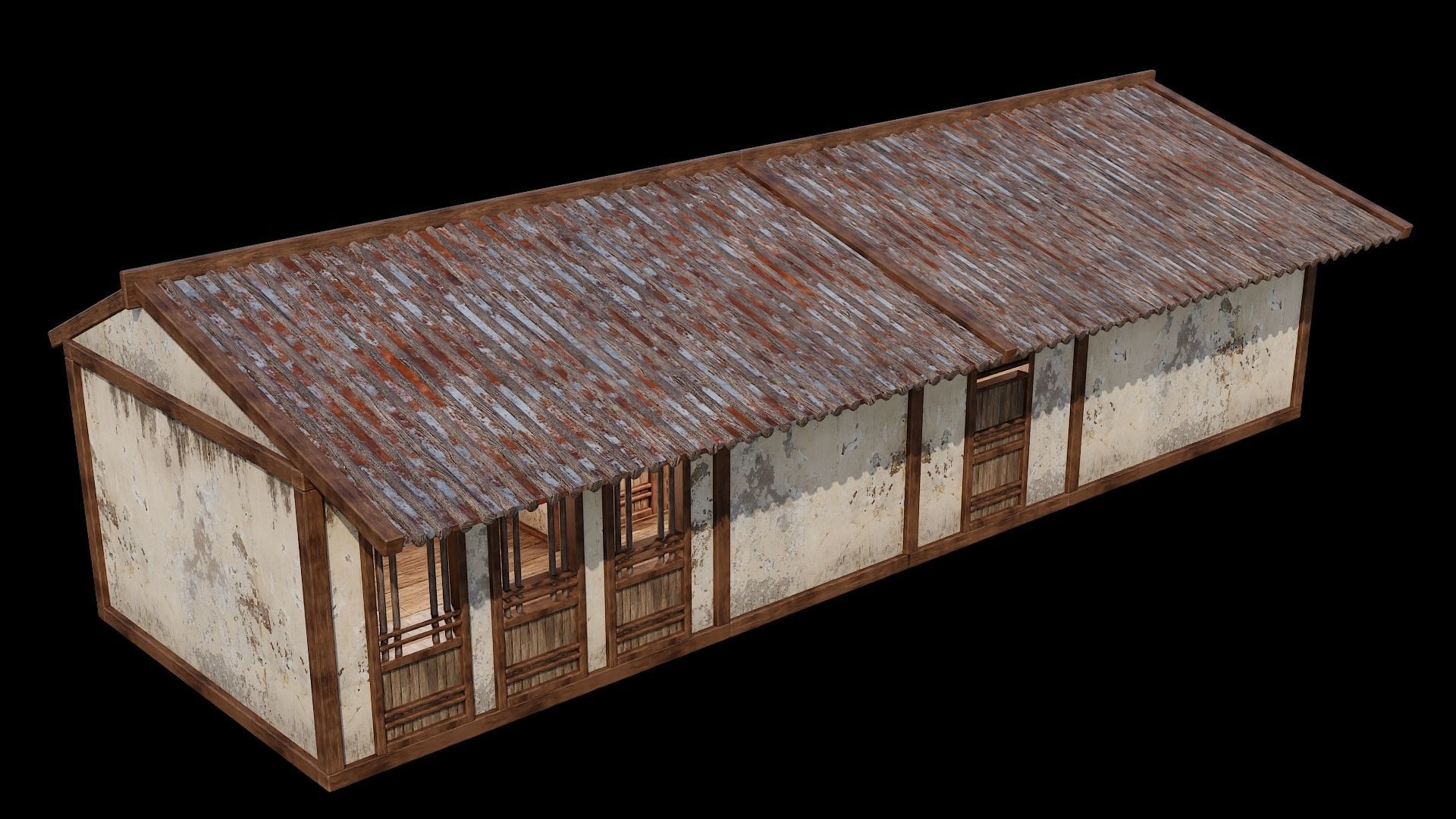 Medieval Houses Pack 96-97-98-99-100 - 4K Textures Game Ready Low-poly 3D model_43