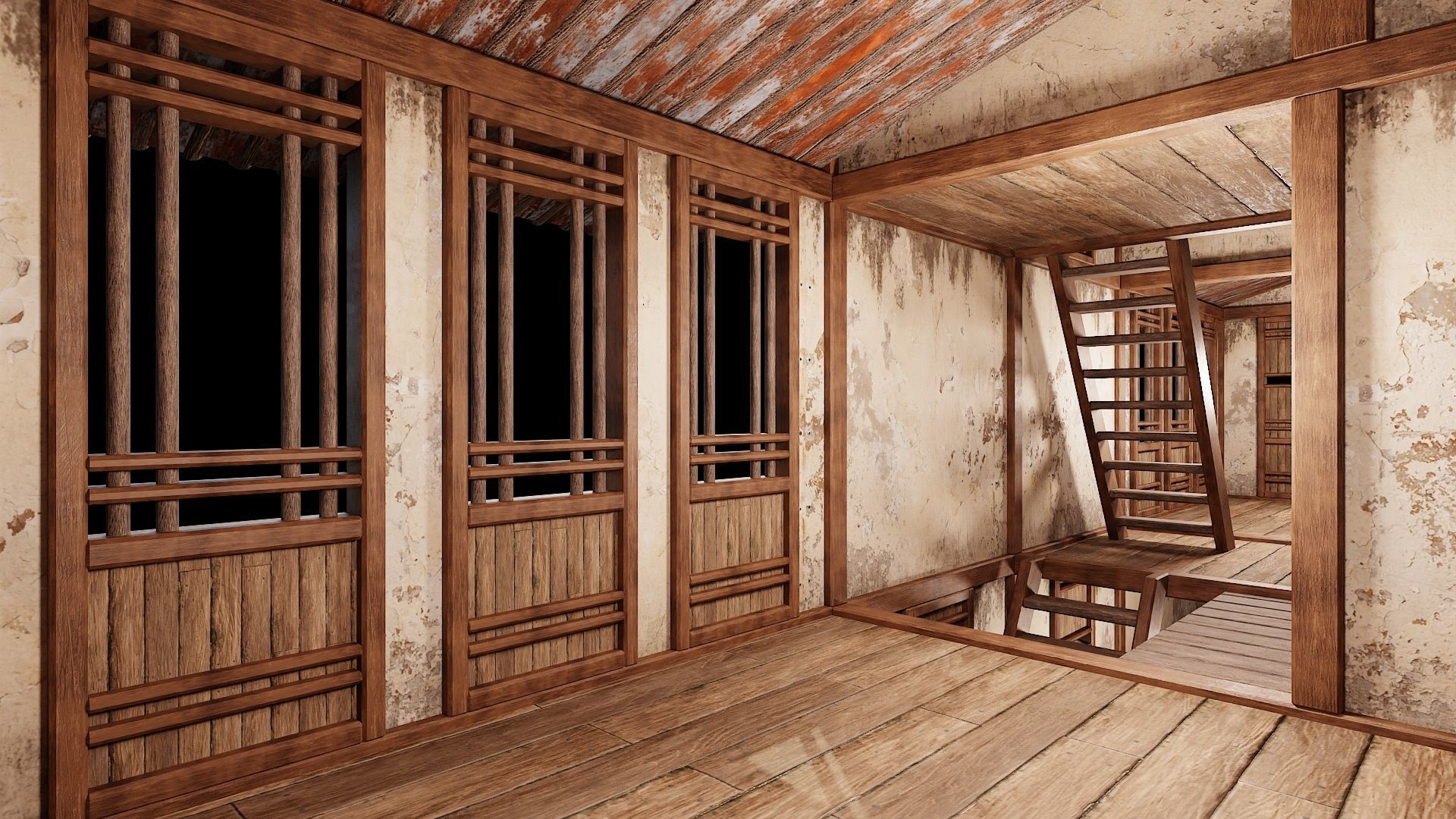 Medieval Houses Pack 96-97-98-99-100 - 4K Textures Game Ready Low-poly 3D model_26