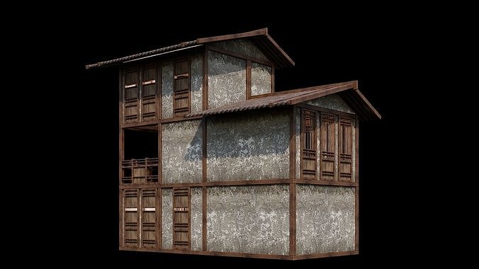 Medieval Houses Pack 96-97-98-99-100 - 4K Textures Game Ready Low-poly 3D model 3