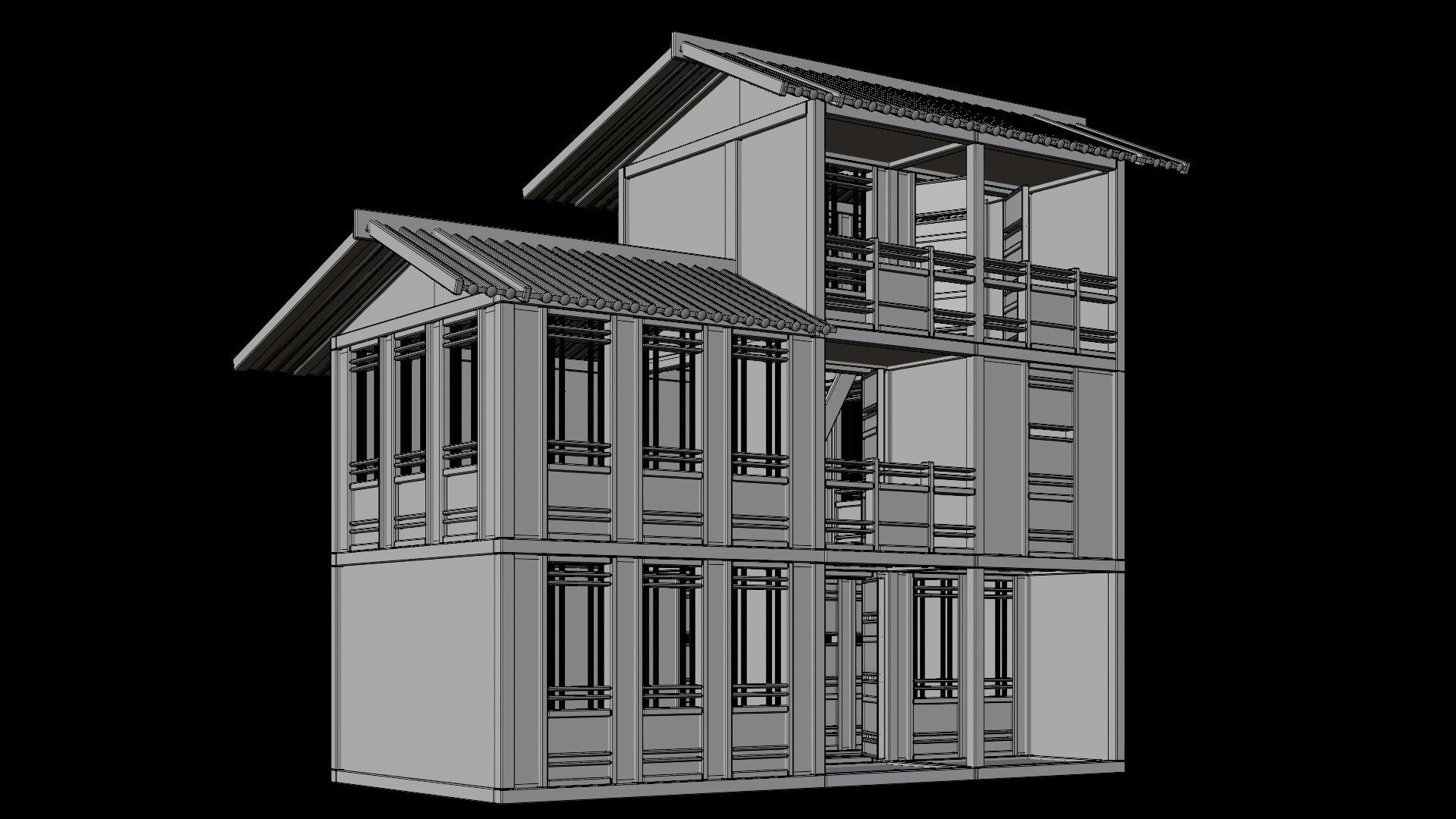 Medieval Houses Pack 96-97-98-99-100 - 4K Textures Game Ready Low-poly 3D model_9