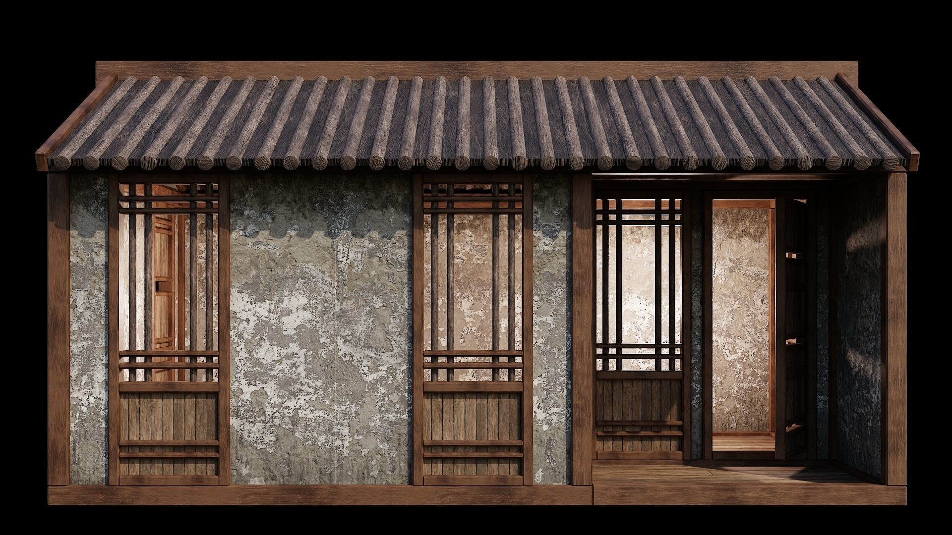 Medieval Houses Pack 96-97-98-99-100 - 4K Textures Game Ready Low-poly 3D model_32