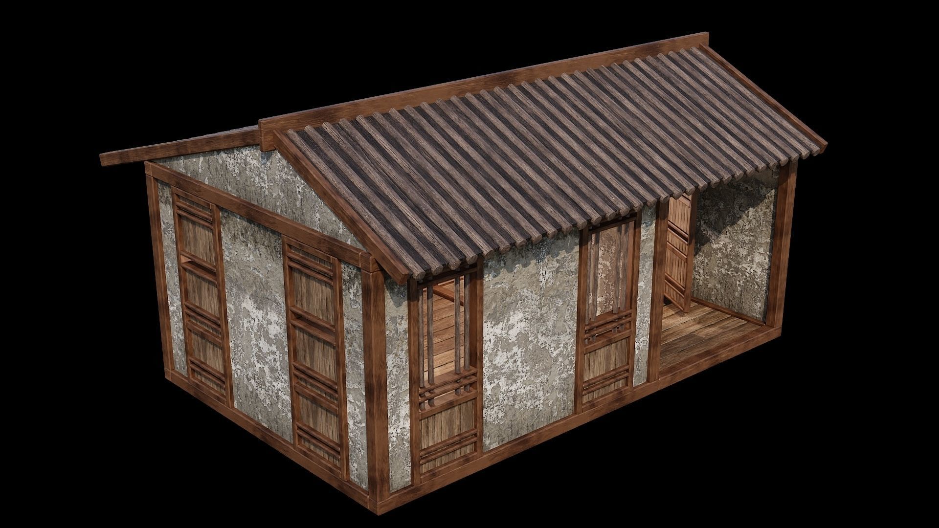 Medieval Houses Pack 96-97-98-99-100 - 4K Textures Game Ready Low-poly 3D model_33