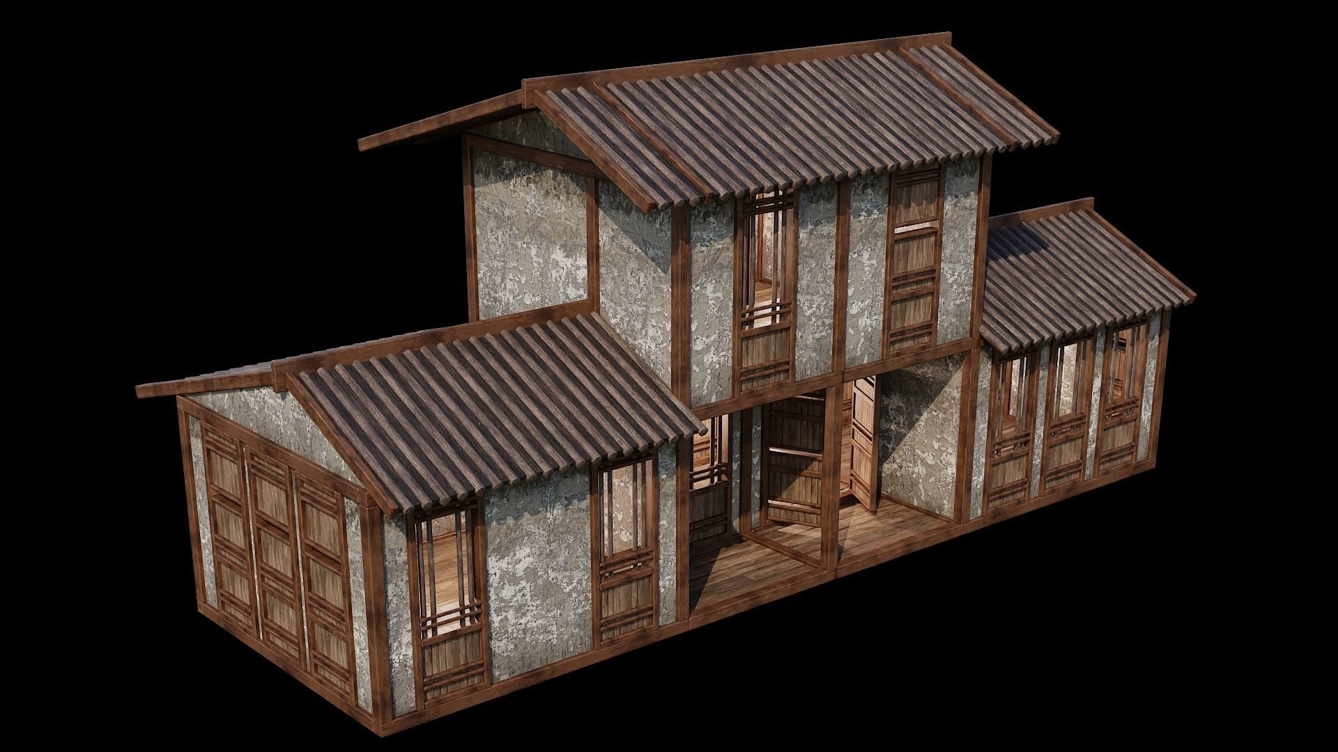 Medieval Houses Pack 96-97-98-99-100 - 4K Textures Game Ready Low-poly 3D model_15