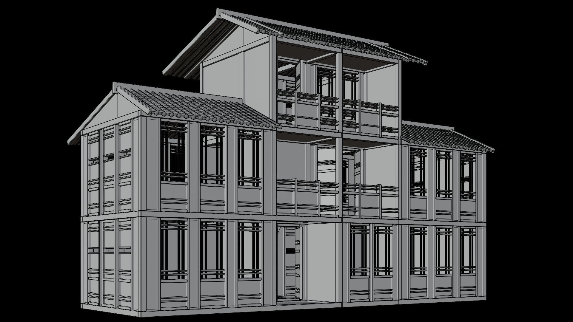 Medieval Houses Pack 96-97-98-99-100 - 4K Textures Game Ready Low-poly 3D model_27