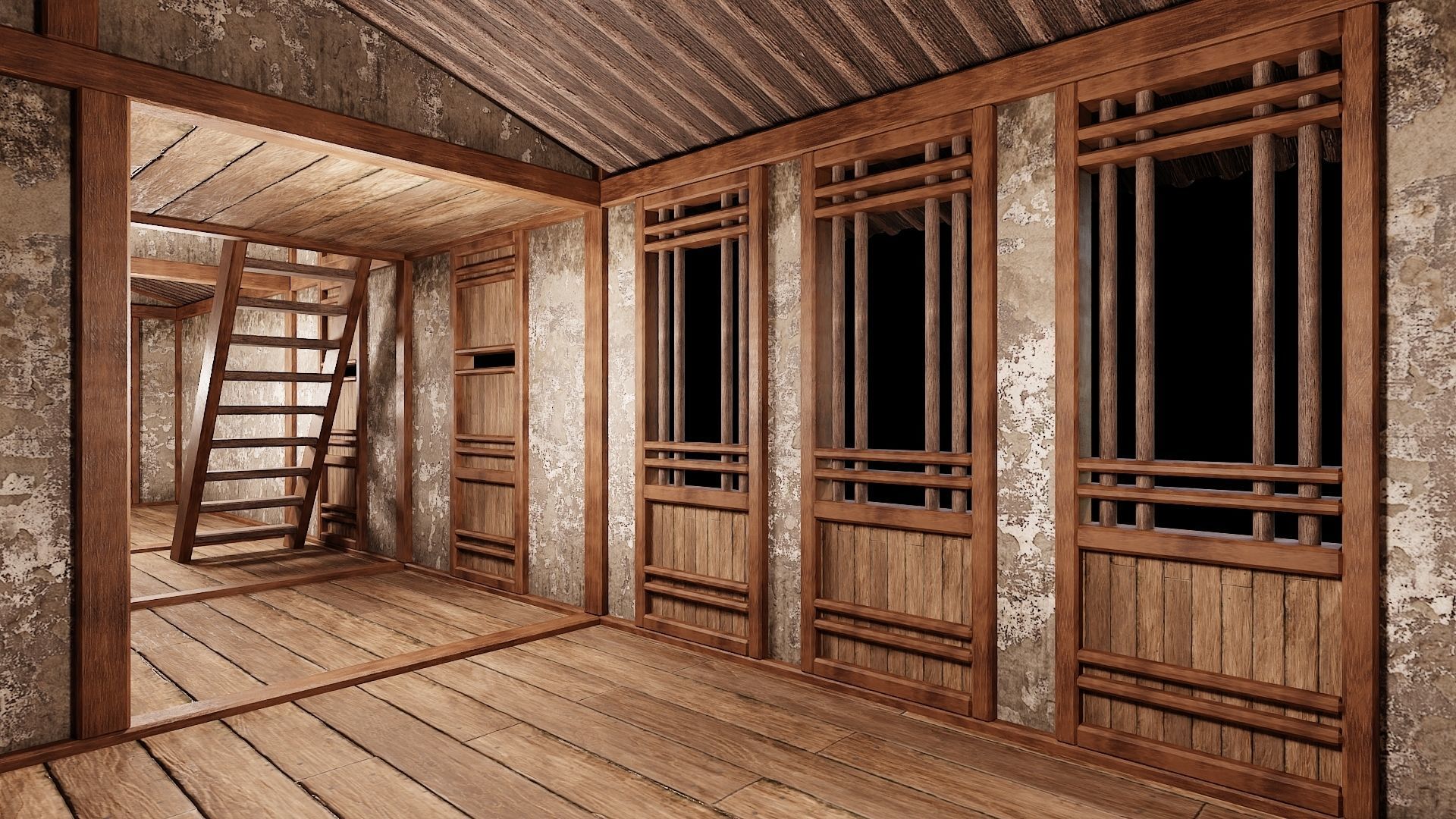 Medieval Houses Pack 96-97-98-99-100 - 4K Textures Game Ready Low-poly 3D model_17