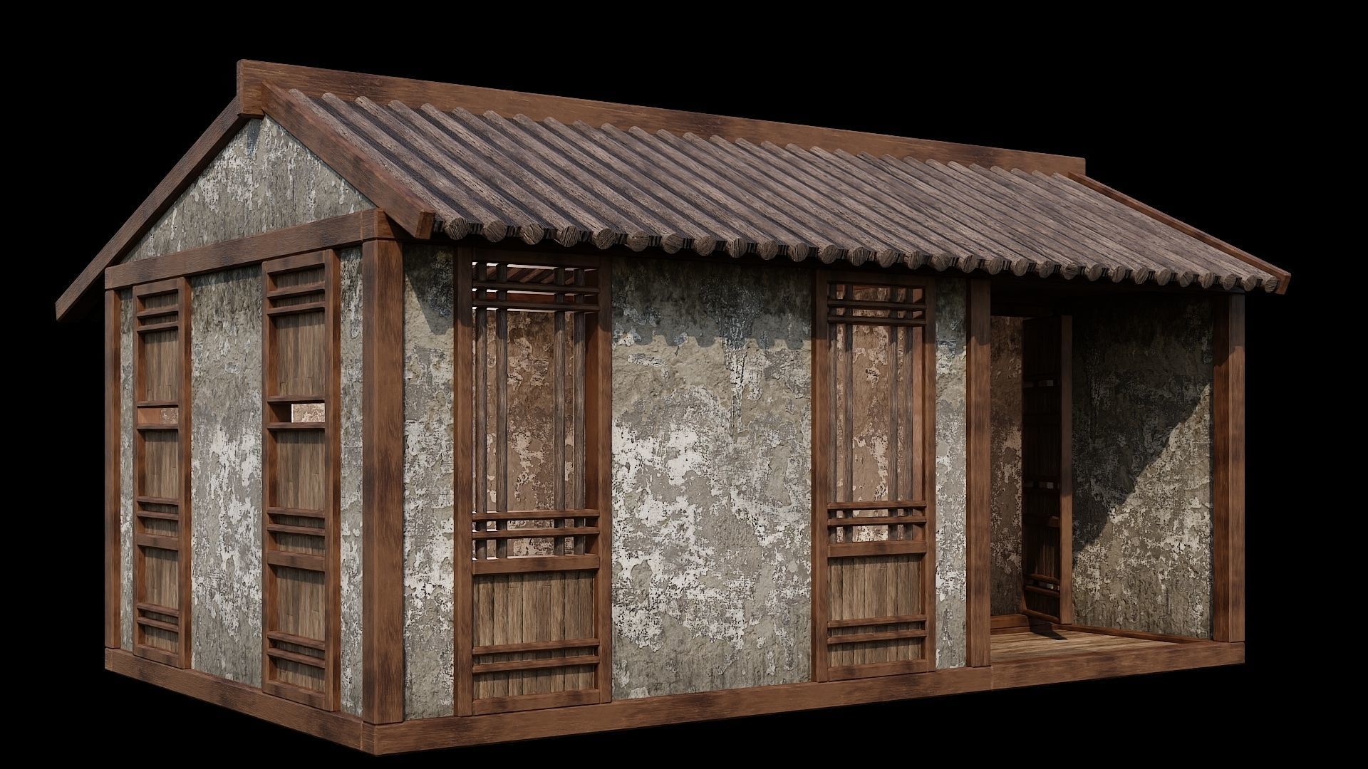 Medieval Houses Pack 96-97-98-99-100 - 4K Textures Game Ready Low-poly 3D model_28