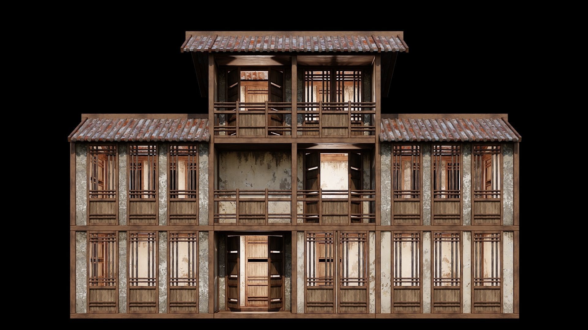 Medieval Houses Pack 96-97-98-99-100 - 4K Textures Game Ready Low-poly 3D model_23