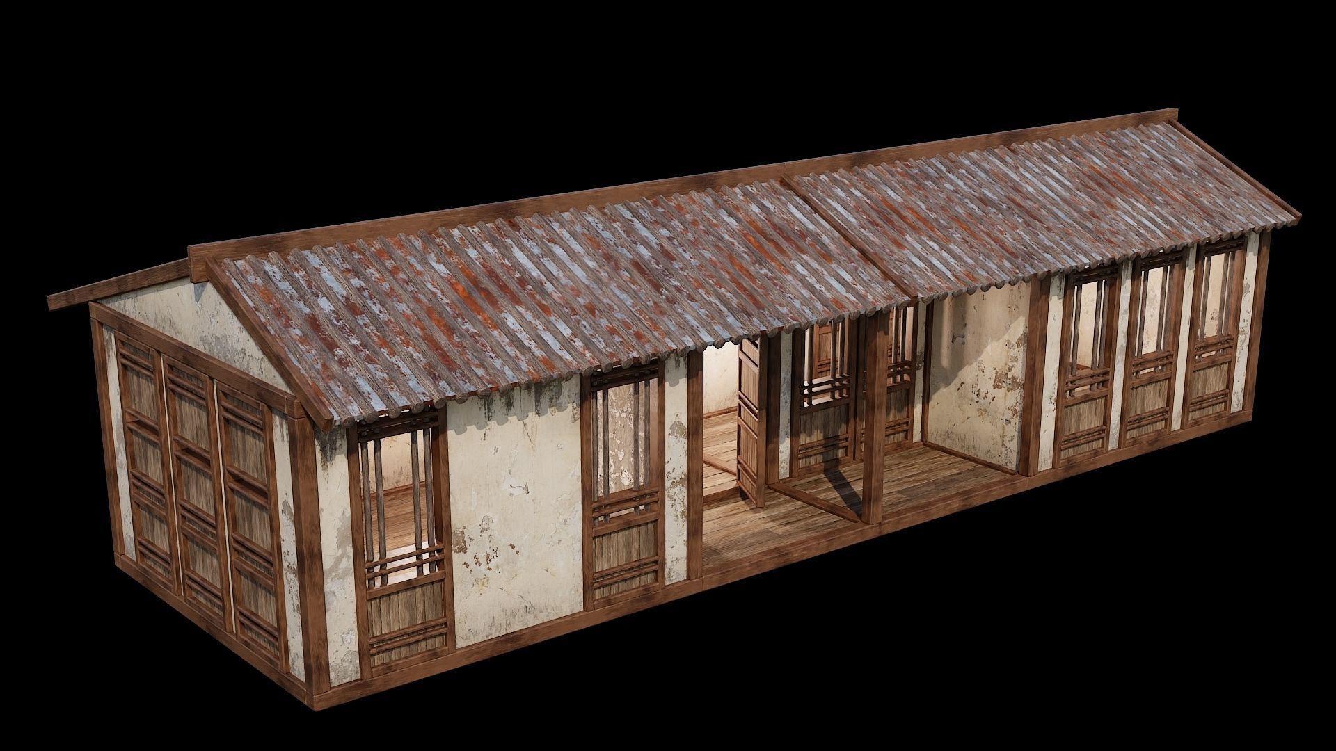 Medieval Houses Pack 96-97-98-99-100 - 4K Textures Game Ready Low-poly 3D model_42