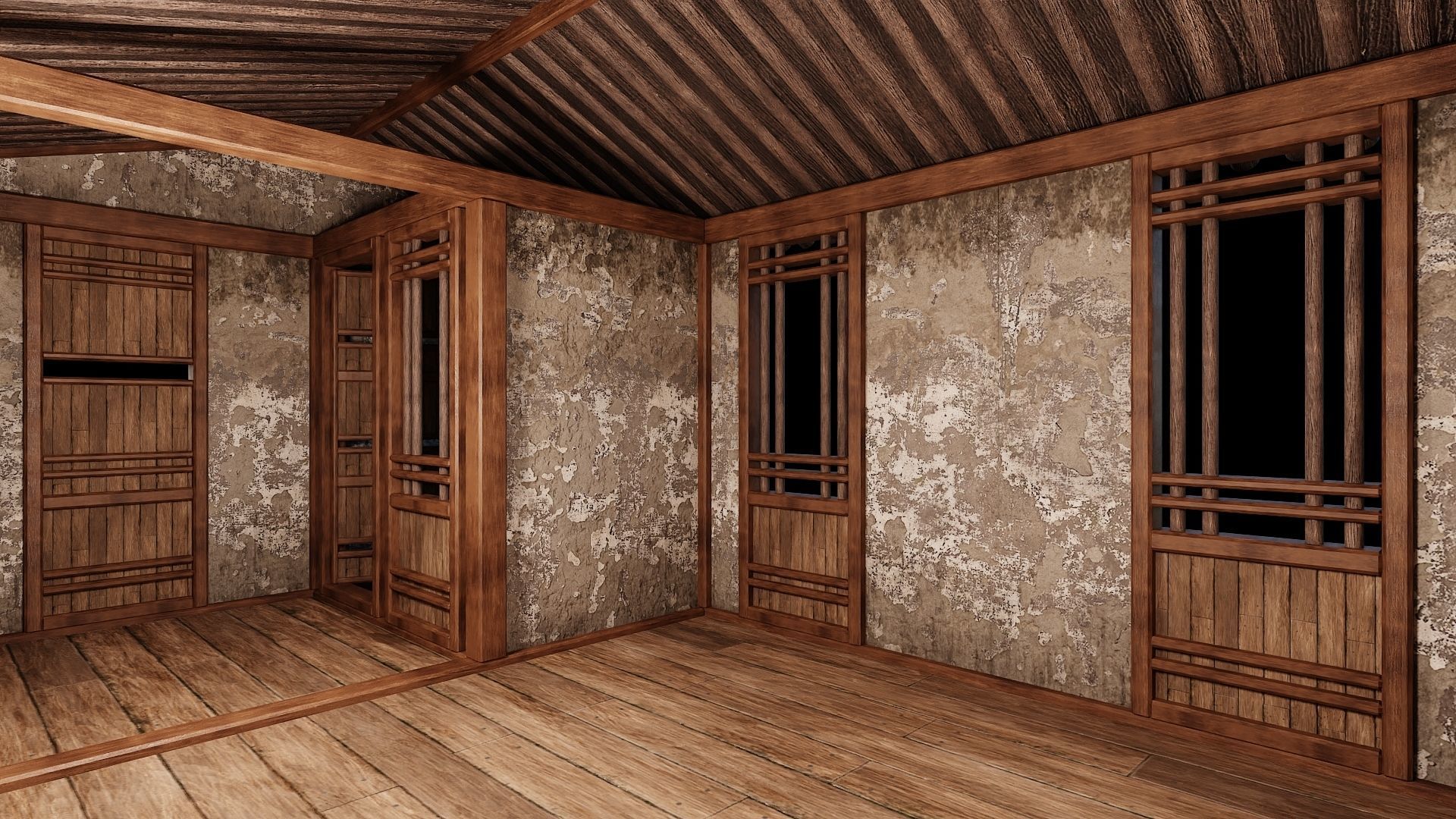 Medieval Houses Pack 96-97-98-99-100 - 4K Textures Game Ready Low-poly 3D model_35