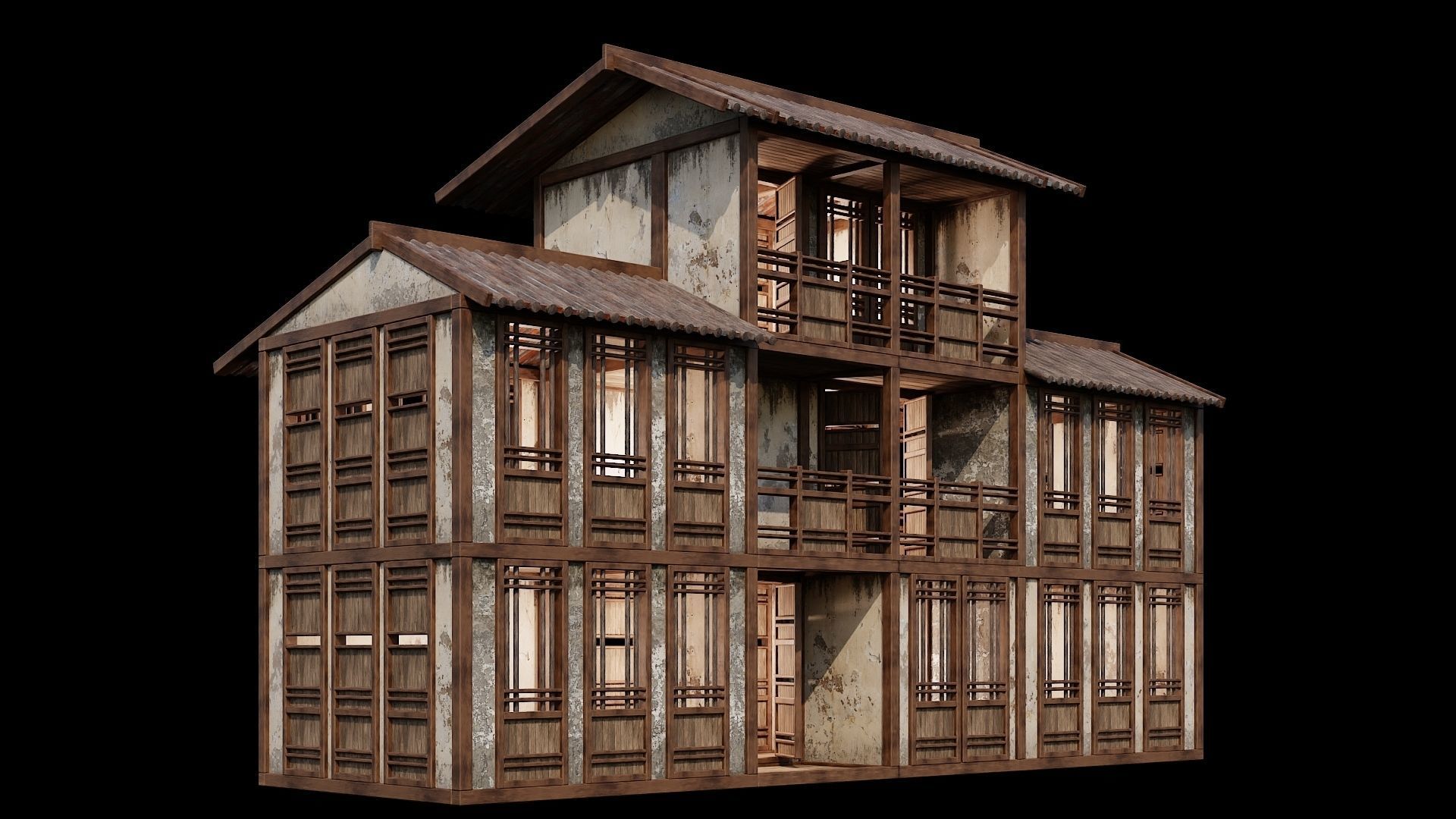 Medieval Houses Pack 96-97-98-99-100 - 4K Textures Game Ready Low-poly 3D model_19