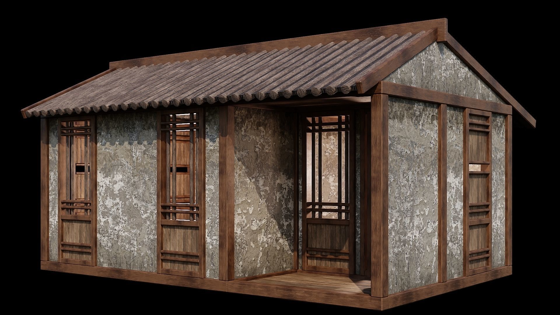 Medieval Houses Pack 96-97-98-99-100 - 4K Textures Game Ready Low-poly 3D model_31