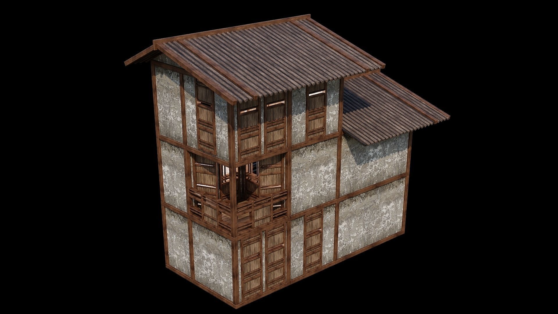 Medieval Houses Pack 96-97-98-99-100 - 4K Textures Game Ready Low-poly 3D model_7