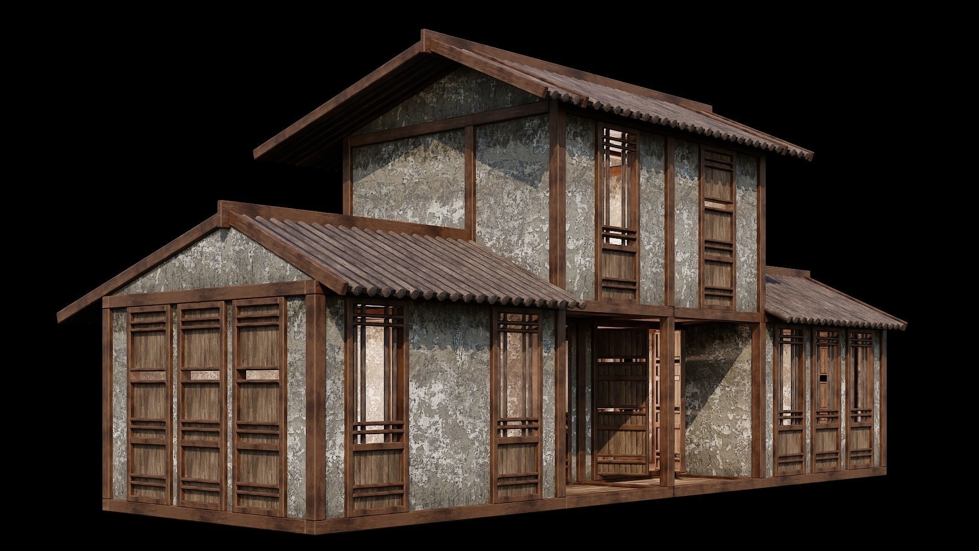 Medieval Houses Pack 96-97-98-99-100 - 4K Textures Game Ready Low-poly 3D model_10