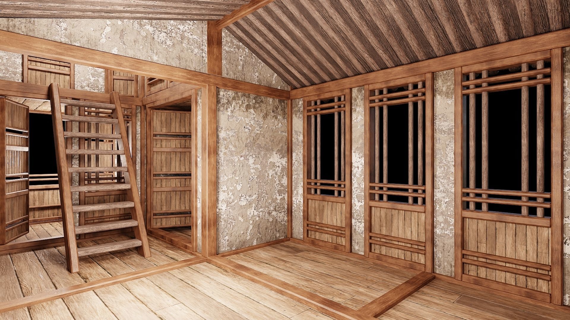 Medieval Houses Pack 96-97-98-99-100 - 4K Textures Game Ready Low-poly 3D model_8