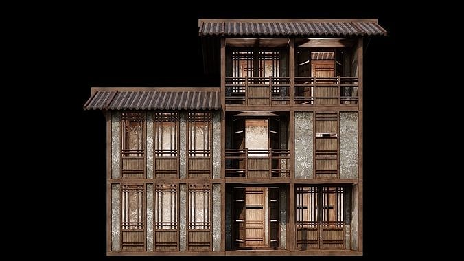 Medieval Houses Pack 96-97-98-99-100 - 4K Textures Game Ready Low-poly 3D model 6