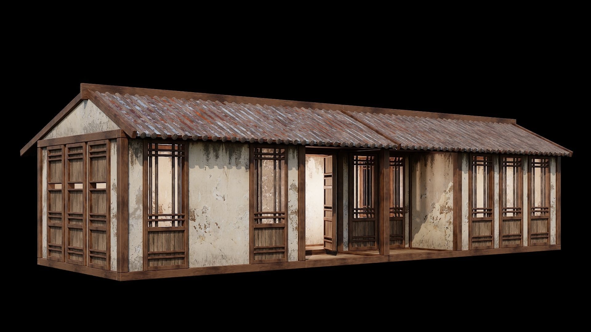 Medieval Houses Pack 96-97-98-99-100 - 4K Textures Game Ready Low-poly 3D model_37