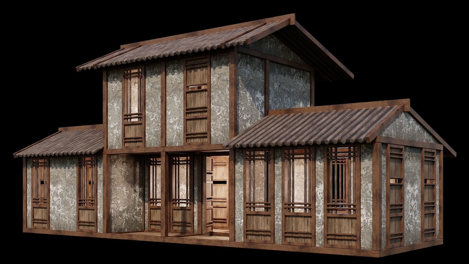 Medieval Houses Pack 96-97-98-99-100 - 4K Textures Game Ready Low-poly 3D model_13
