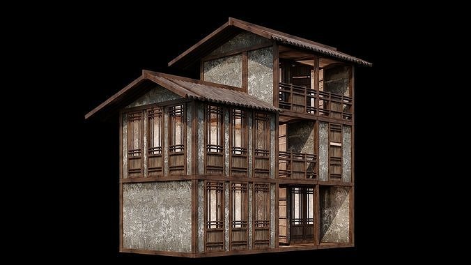 Medieval Houses Pack 96-97-98-99-100 - 4K Textures Game Ready Low-poly 3D model 2
