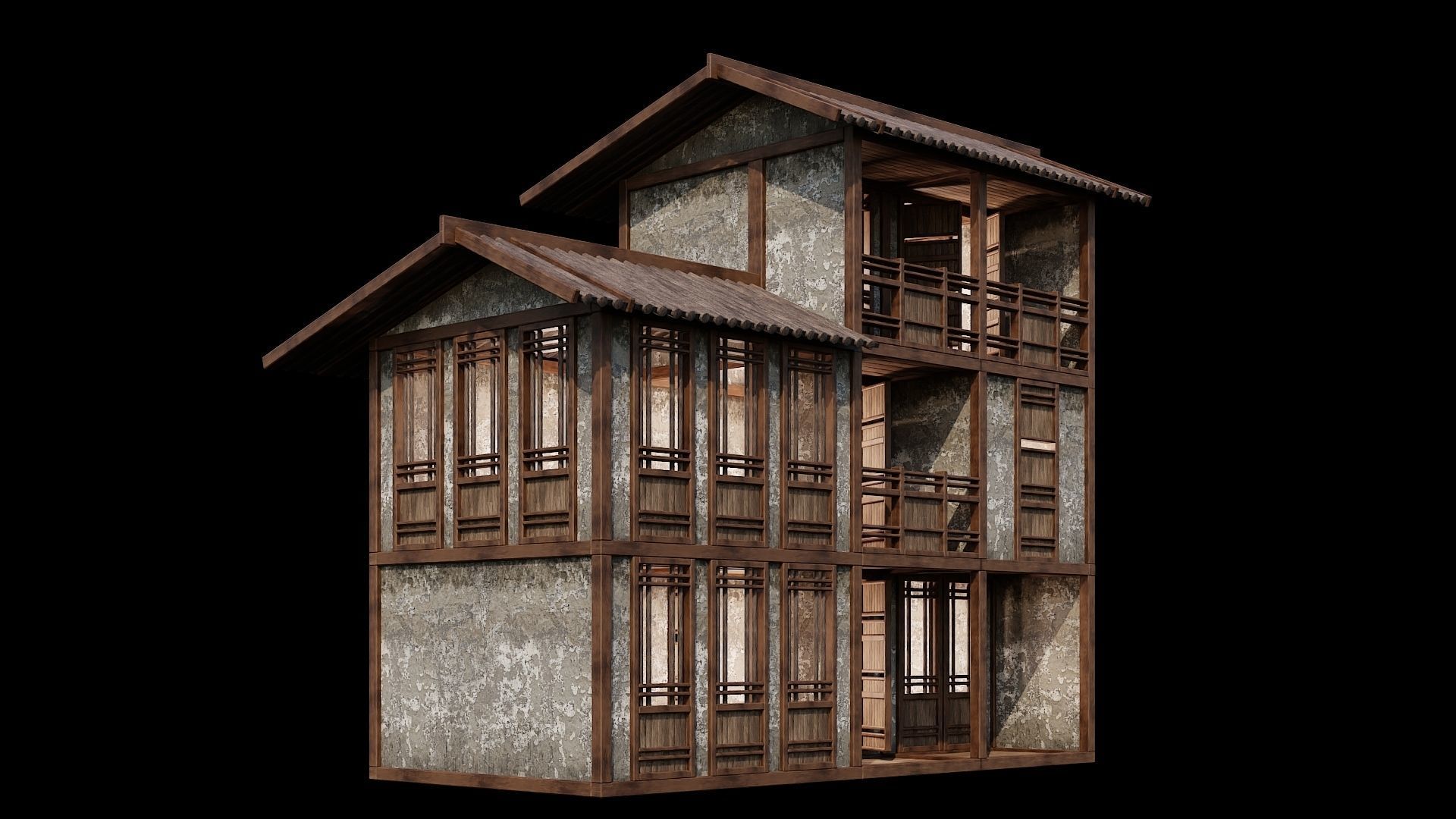 Medieval Houses Pack 96-97-98-99-100 - 4K Textures Game Ready Low-poly 3D model_1