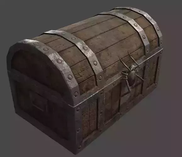 Old stylized chest Low-poly PBR 3D model