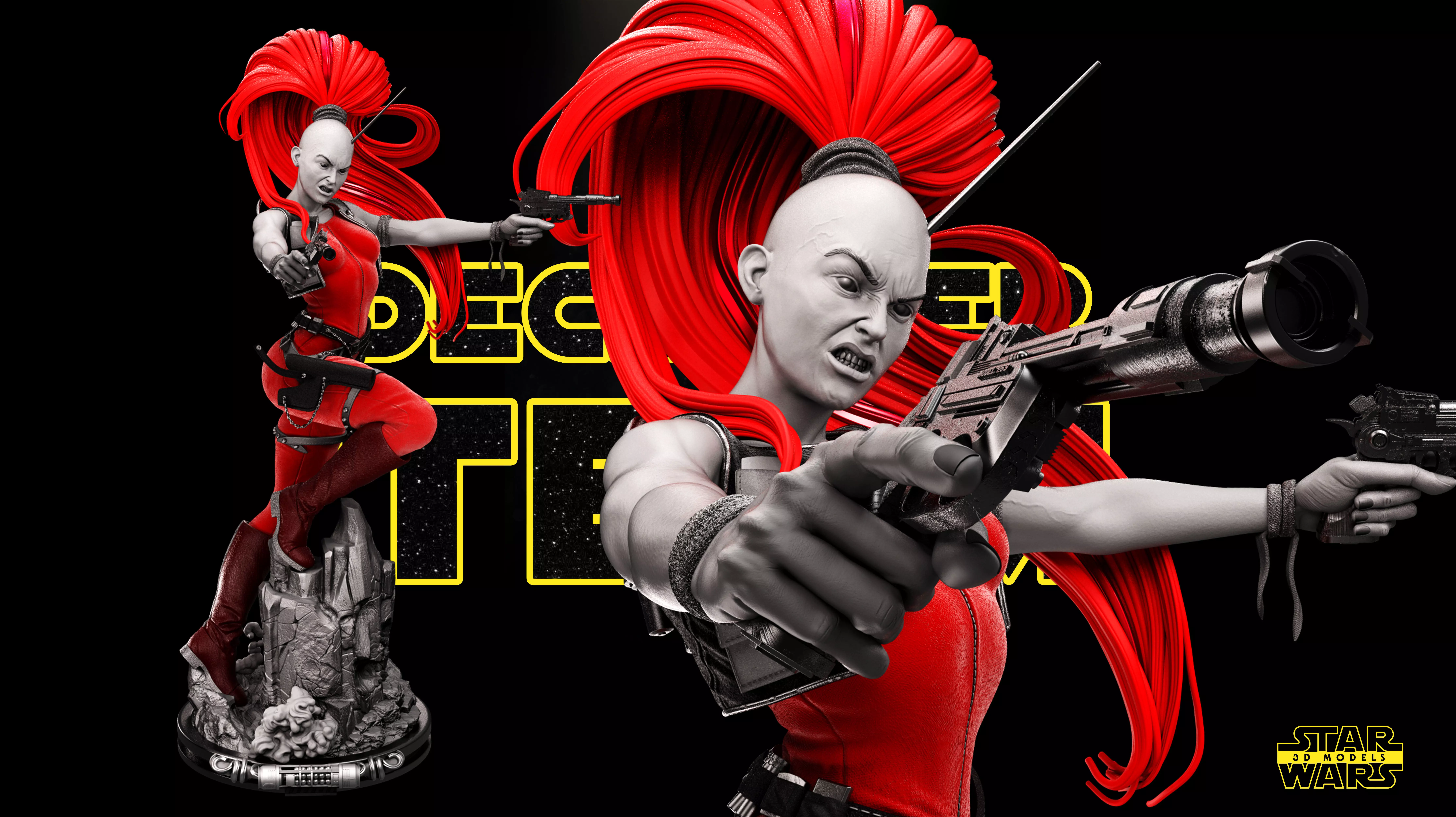 Aurra Sing Sculpture Star Wars 3D Models Ready for 3D printing 3D print model_0