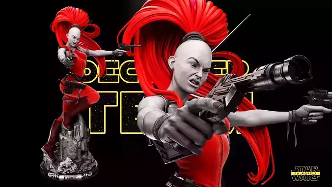 Aurra Sing Sculpture Star Wars 3D Models Ready for 3D printing