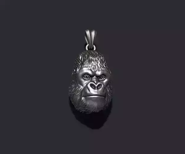 Gorilla head basrelief pendant