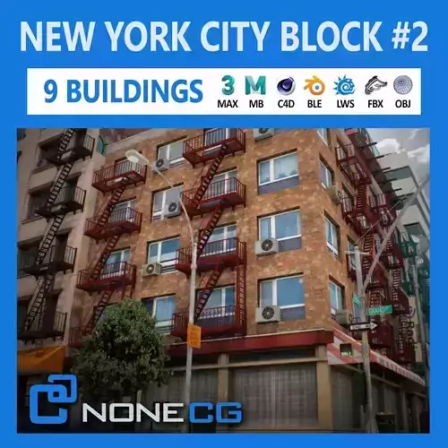 NYC Block Set 2 V2 Low-poly 3D model