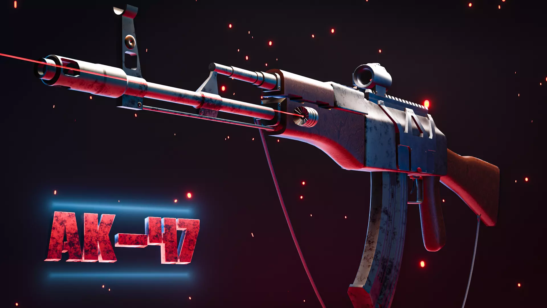 AK 47 Low-poly 3D model_0