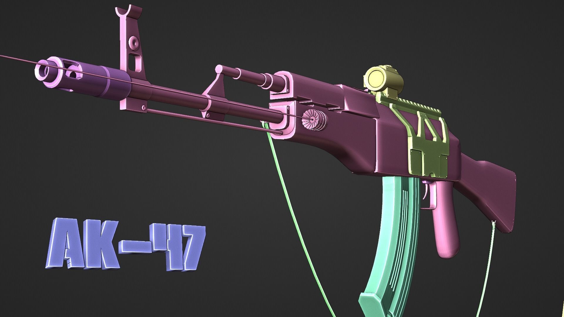 AK 47 Low-poly 3D model_2