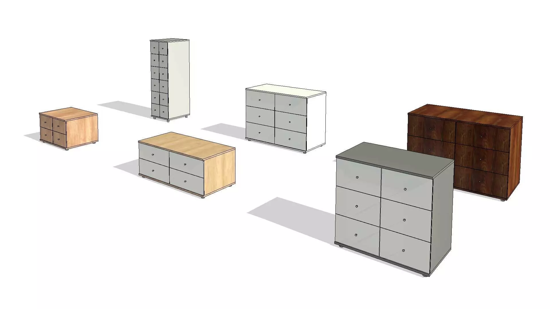 Double Drawer Dresser Unit 3D model_0