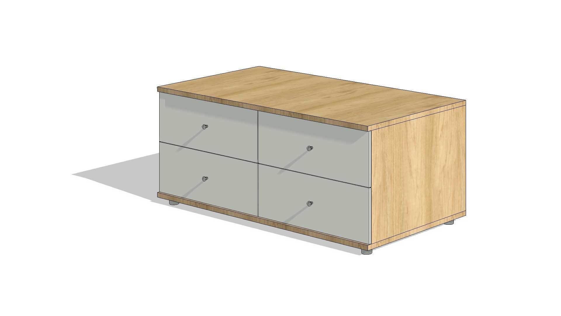 Double Drawer Dresser Unit 3D model_1