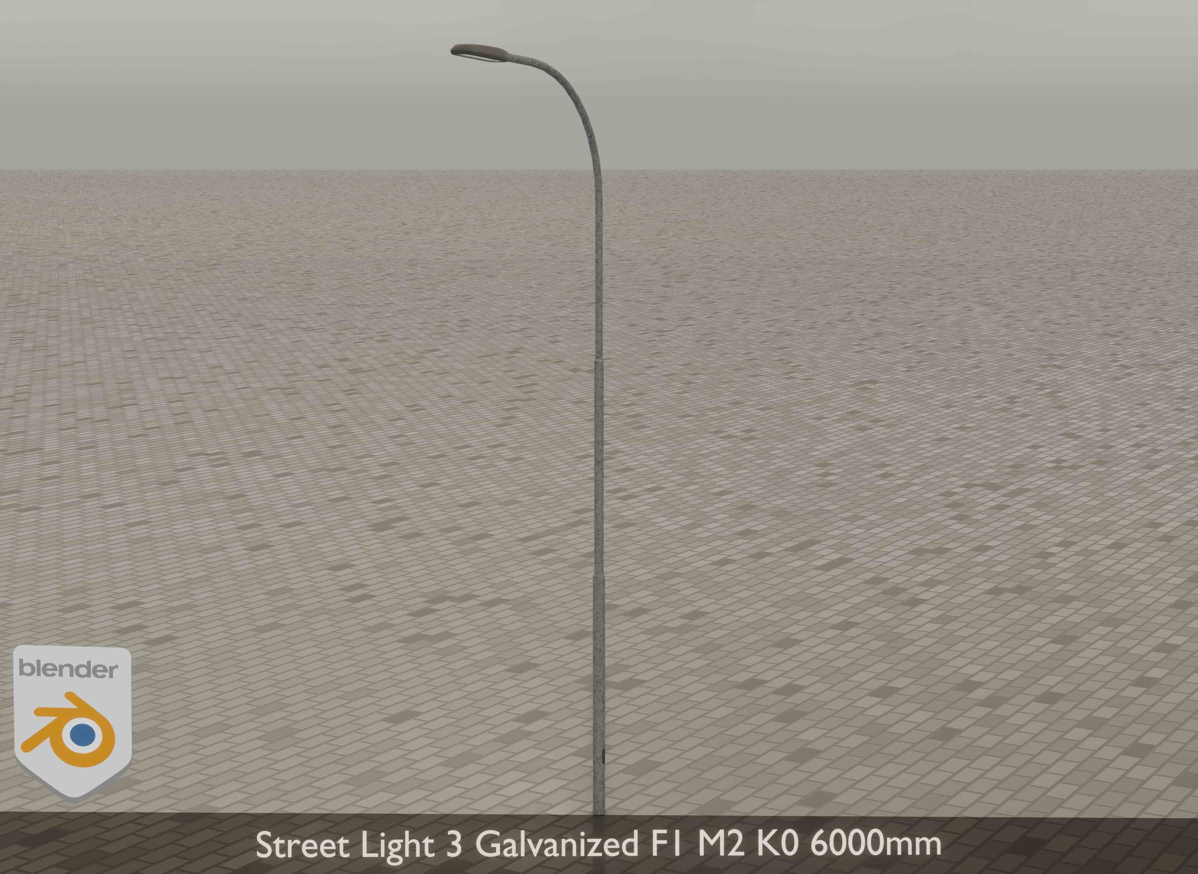 Street Light 3 Galvanized F1 M2 K0 6000mm Low-poly 3D model_8
