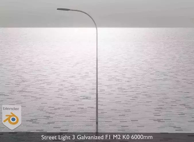Street Light 3 Galvanized F1 M2 K0 6000mm Low-poly 3D model 2