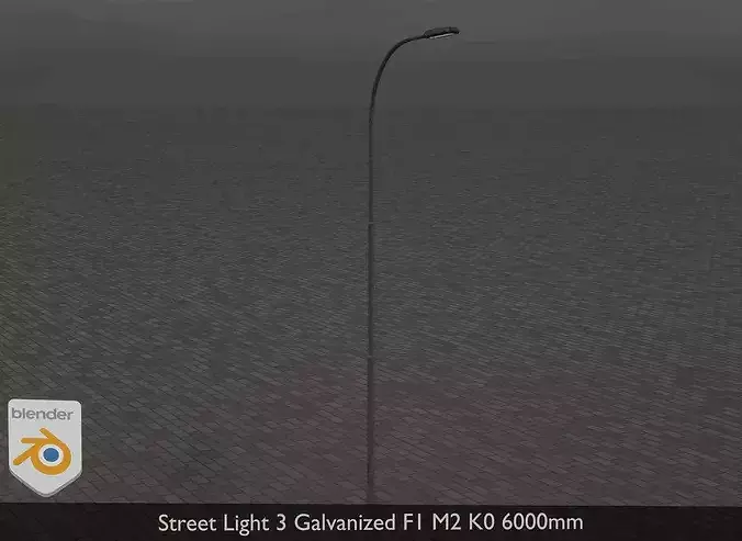 Street Light 3 Galvanized F1 M2 K0 6000mm Low-poly 3D model 6