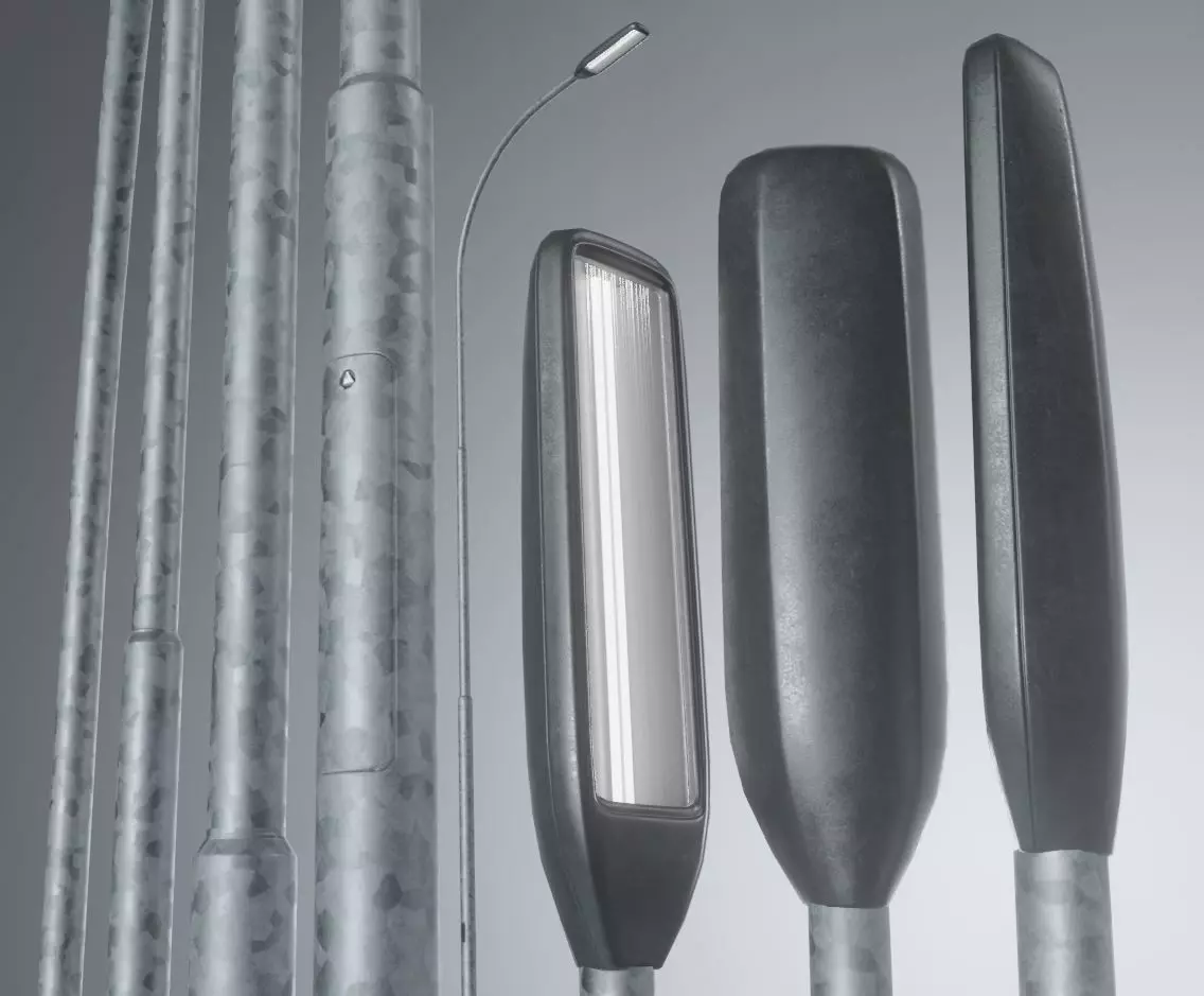 Street Light 3 Galvanized F1 M2 K0 6000mm Low-poly 3D model_0