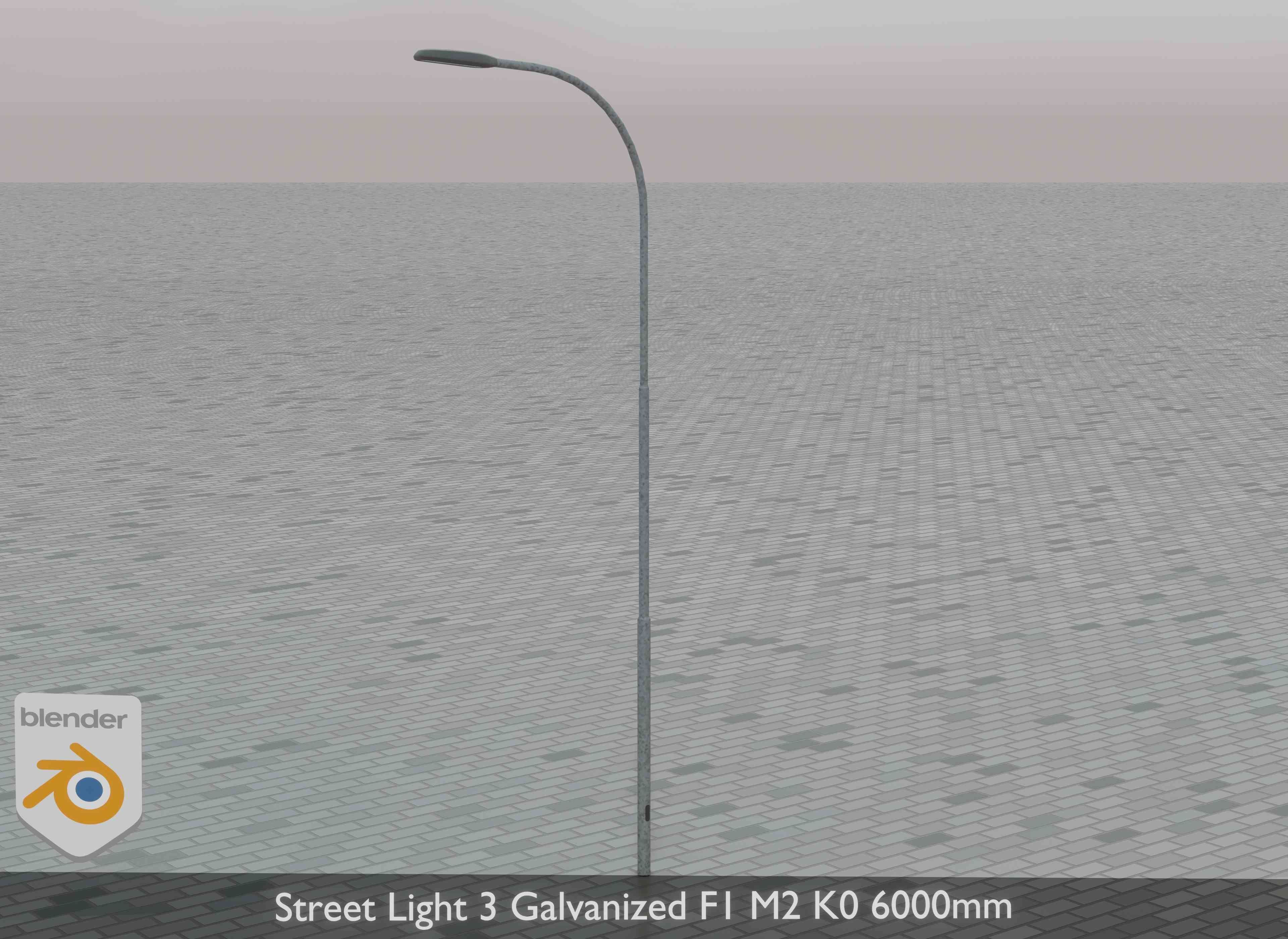 Street Light 3 Galvanized F1 M2 K0 6000mm Low-poly 3D model_29