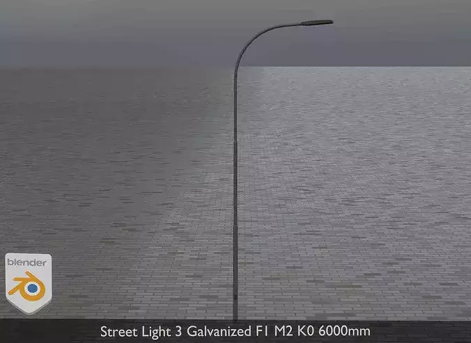 Street Light 3 Galvanized F1 M2 K0 6000mm Low-poly 3D model 3